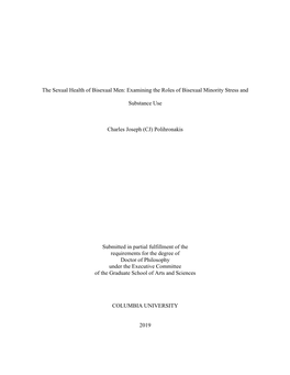 The Sexual Health of Bisexual Men: Examining the Roles of Bisexual Minority Stress And