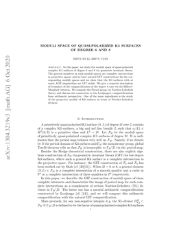 MODULI SPACE of QUASI-POLARIZED K3 SURFACES of DEGREE 6 and 8 3 Extended Period Map Induces a Birational Map (0.2) 99K (Γ D)∗