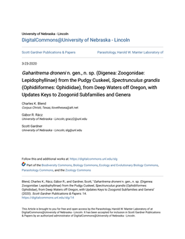 Digenea: Zoogonidae: Lepidophyllinae