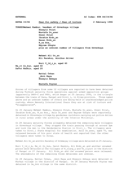 EXTERNAL AI Index: EUR 44/19/96 EXTRA 15/96 Fear for Safety / Fear of Torture 2 February 1996 Turkeymehmet Kambur, Headman of G