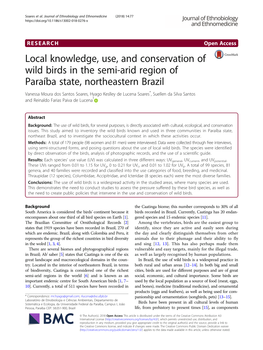 Local Knowledge, Use, and Conservation of Wild Birds in The