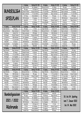 BUNDESLIGA SPIELPLAN Rückrunde