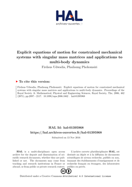 Explicit Equations of Motion for Constrained