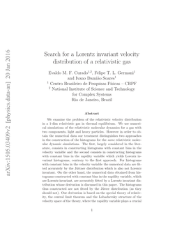 Search for a Lorentz Invariant Velocity Distribution of a Relativistic