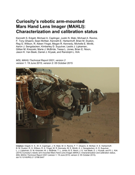 MAHLI): Characterization and Calibration Status