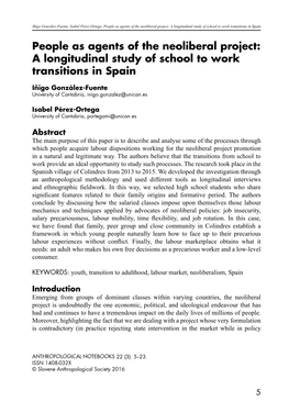 People As Agents of the Neoliberal Project: a Longitudinal Study of School to Work Transitions in Spain