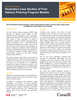 Illustrative Case Studies of First Nations Policing Program Models