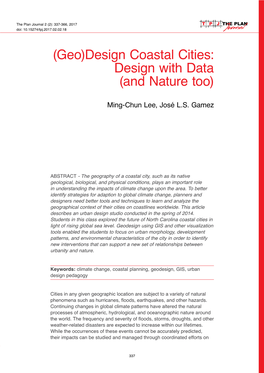 Geo)Design Coastal Cities: Design with Data (And Nature Too