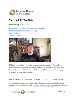 Vestry 101 Toolkit