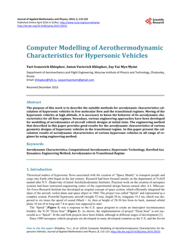 Computer Modelling of Aerothermodynamic Characteristics for Hypersonic Vehicles