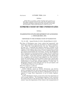 WASHINGTON STATE DEPT. of LICENSING V. COUGAR DEN, INC. Syllabus