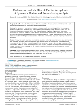 Ondansetron and the Risk of Cardiac Arrhythmias: a Systematic Review and Postmarketing Analysis