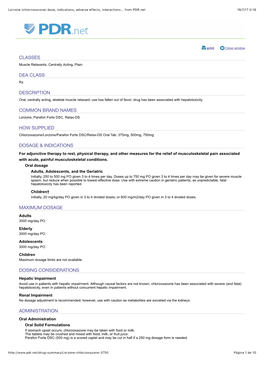 Lorzone (Chlorzoxazone) Dose, Indications, Adverse Effects, Interactions... from PDR.Net 19/7/17 0:18