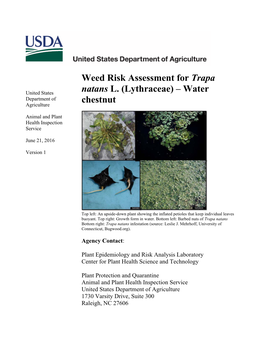 Weed Risk Assessment for Trapa Natans L. (Lythraceae)