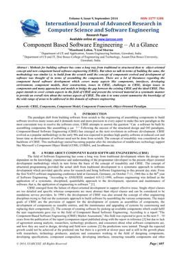 Component Based Software Engineering