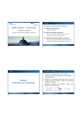 Stable Isotopes – Terminology 1 2