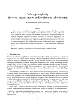 Historical Reconstruction and Nyulnyulan Subordination
