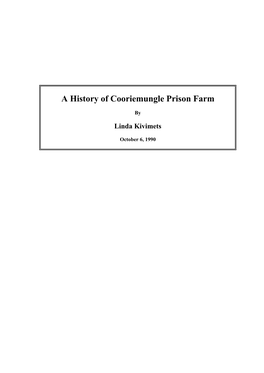 A History of the Cooriemungle Prison Farm