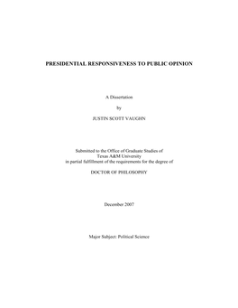 Presidential Responsiveness to Public Opinion