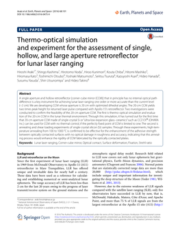 Thermo-Optical Simulation and Experiment for the Assessment Of