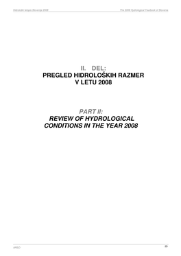 Review of Hydrological Conditions in the Year 2008