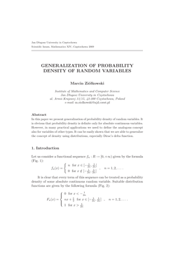 Generalization of Probability Density of Random Variables