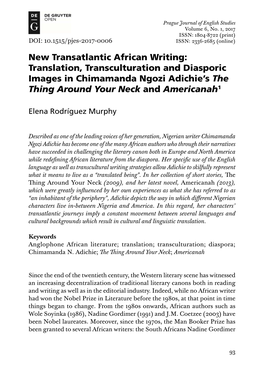 Translation, Transculturation and Diasporic Images In