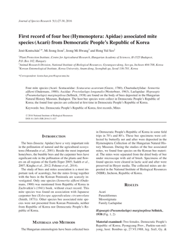 First Record of Four Bee(Hymenoptera: Apidae) Associated Mite Species