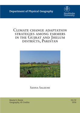 Climate Change Adaptation Strategies Among Farmers in the Gujrat and Jhelum Districts, Pakistan