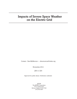 Impacts of Severe Space Weather on the Electric Grid