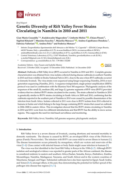 Genetic Diversity of Rift Valley Fever Strains Circulating in Namibia in 2010 and 2011