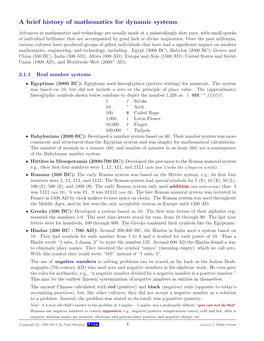 A Brief History of Mathematics for Dynamic Systems