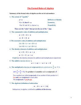 The Formal Rules of Algebra