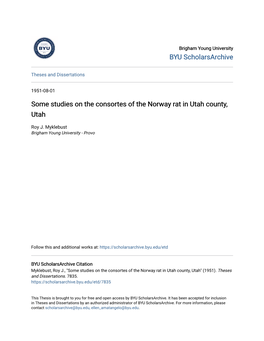 Some Studies on the Consortes of the Norway Rat in Utah County, Utah