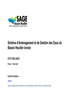 Schéma D'aménagement Et De Gestion Des Eaux Du Bassin Houiller Phase 1 : État Initial A54855/A
