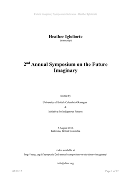 2 Annual Symposium on the Future Imaginary