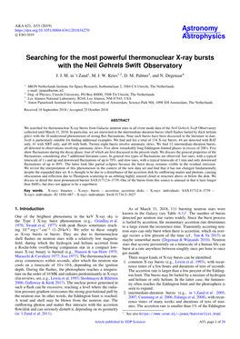 Searching for the Most Powerful Thermonuclear X-Ray Bursts with the Neil Gehrels Swift Observatory J