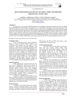 Qos Performance Study of Real-Time Transport Protocol Over Voip