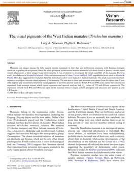 The Visual Pigments of the West Indian Manatee (Trichechus Manatus)