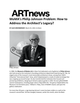 Moma's Philip Johnson Problem