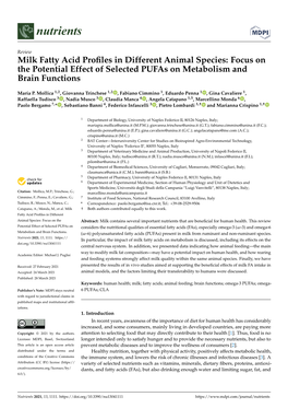 Milk Fatty Acid Profiles in Different Animal Species