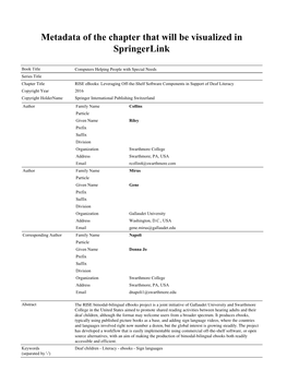 Metadata of the Chapter That Will Be Visualized in Springerlink