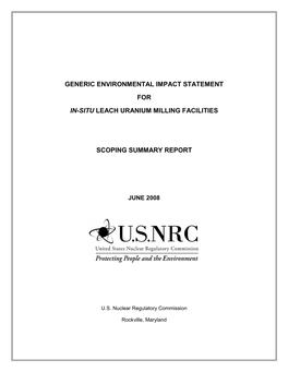 Generic Environmental Impact Statement for In-Situ