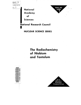 The Radiochemistry of Niobium and Tantalum