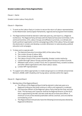 Greater London Labour Party Regional Rules