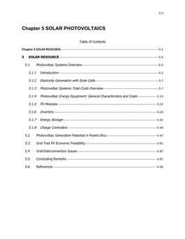 Chapter 5 SOLAR PHOTOVOLTAICS