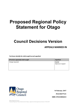 Proposed Regional Policy Statement for Otago