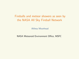 Fireballs and Meteor Showers As Seen by the NASA All Sky Fireball Network