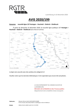 La Nouvelle Ligne Publique 137 Hosingen – Hoscheid – Diekirch – Ettelbruck Sera Mise En Service