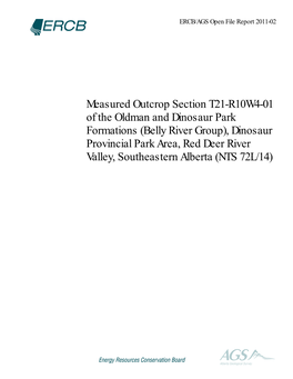 (Belly River Group), Dinosaur Provincial Park Area, Red Deer River Valley, Southeastern Alberta (NTS 72L/14) ERCB/AGS Open File Report 2011-02